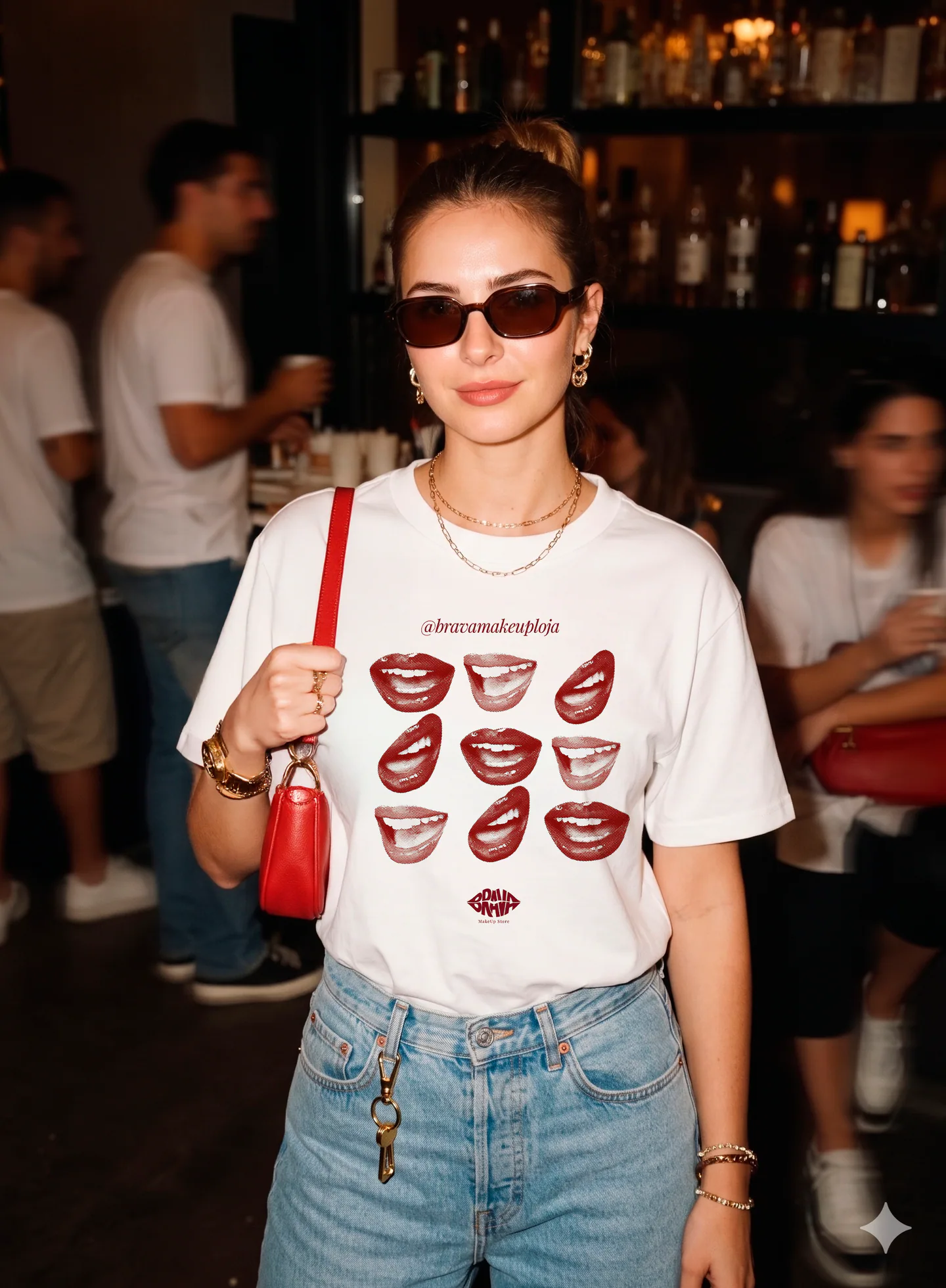 Camiseta Brava com estampa de bocas