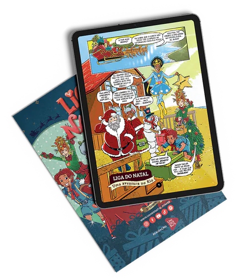 Gibi da Liga do Natal em tablet